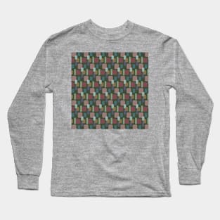 Green Abstract Round Squares Pattern Long Sleeve T-Shirt